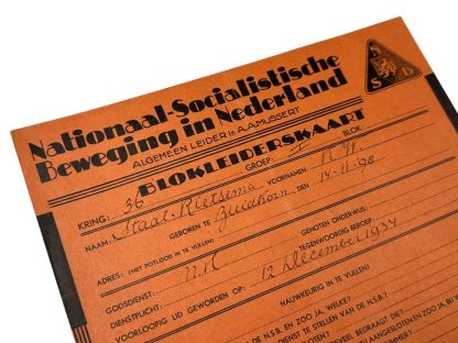 Original WWII Dutch NSB block leader card