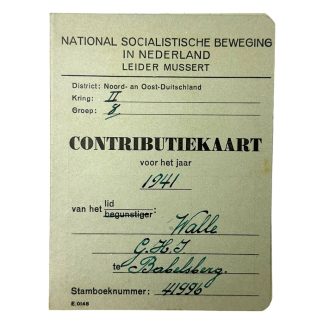 Original WWII Dutch NSB in Germany contribution card