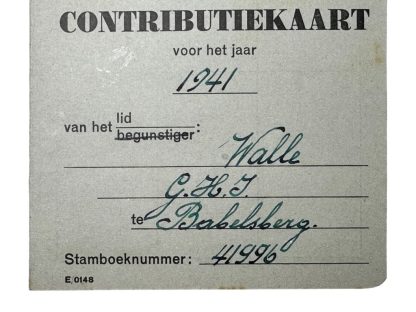 Original WWII Dutch NSB in Germany contribution card