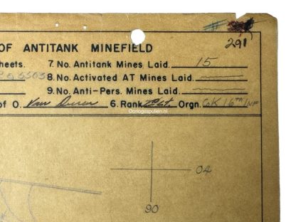 Original WWII US Battle of the Bulge antitank minefield sketch/map area of Oberweywertz