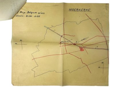 Original WWII US army minefield map of Moerkerke in Belgium