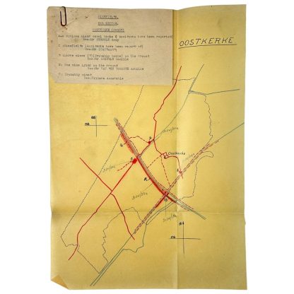 Original WWII US army minefield map of Oostkerke in Belgium