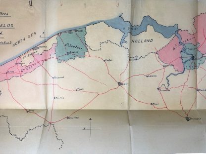 Original WWII US army minefield map of West-Vlaanderen in Belgium