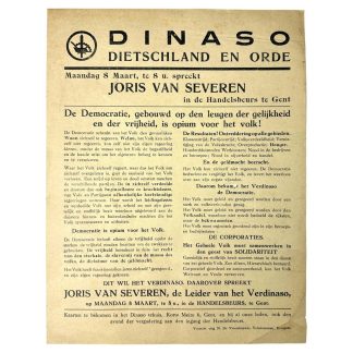Original WWII Flemish 'Verdinaso' flyer for an event in Gent
