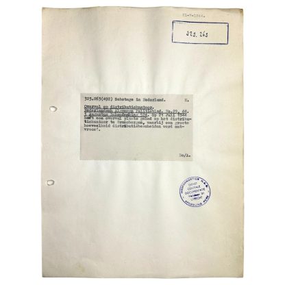 Dit is een NSB document over een overval door het verzet op het distributiekantoor in Gramsbergen (Overijssel).