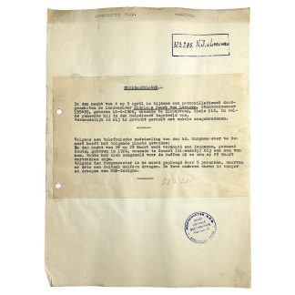 Original WWII Dutch NSB document regarding a resistance action in Diepenveen and Gemert