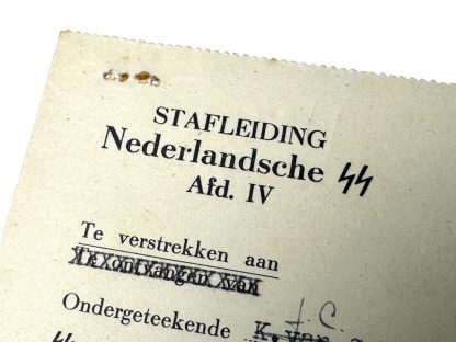 Original WWII Dutch SS statement document from a 'Onderschaarleider' from Groningen