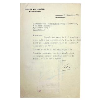 Original WWII Dutch Germaansche-SS signed letter from Reinier van Houten