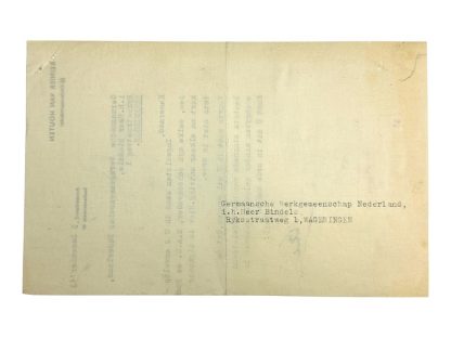 Original WWII Dutch Germaansche-SS signed letter from Reinier van Houten
