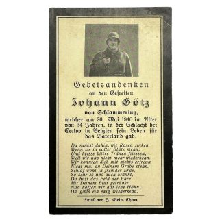 Original WWII German death card Eeklo May 1940 bidprentje Duits Mei 1940 België
