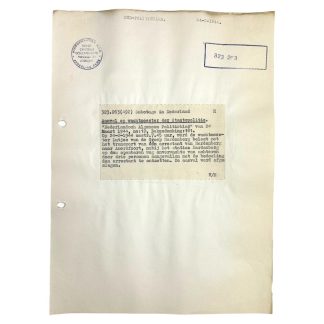 Original WWII Dutch NSB document regarding a resistance action in Hardenberg (Overijssel)