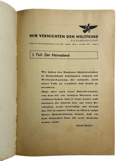 Original WWII German Hitlerjugend 'Die Kameradschaft' booklet