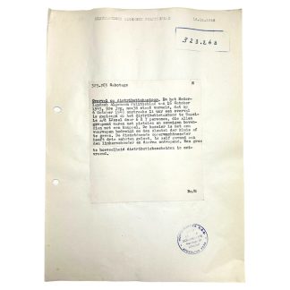 Original WWII Dutch NSB document regarding a resistance action in Capelle aan den IJssel (Zuid-Holland)