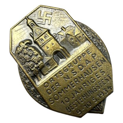 Original WWII German NSDAP pin 10 Jähriges Bestehungsfest Sommerhausen