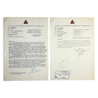 Original WWII Dutch NSB two documents from the Kringleider of Twente