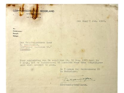Original WWII Dutch Germanic SS hand-signed letter from Feldmeijer