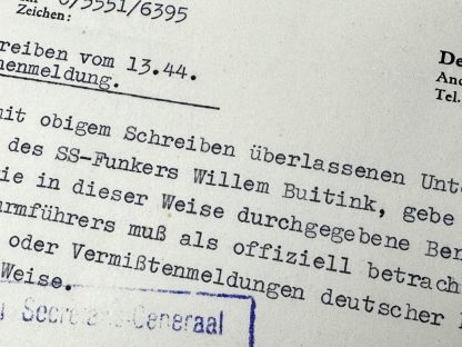 Original WWII German NSDAP in den Niederlanden document regarding a KIA Dutch Waffen-SS volunteer