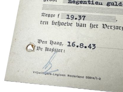 Original WWII Dutch Waffen-SS Vrijwilligers Legioen Nederland welfare fund card