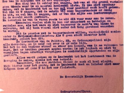 Original WWII Dutch Waffen-SS officers letter Groningen regarding the Landwacht Nederland