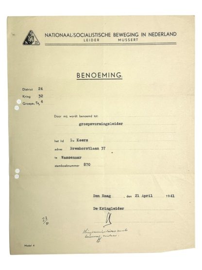 Original WWII Dutch NSB 'Groepsvormingsleider' set