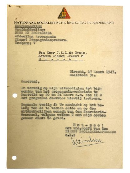 Original WWII Dutch NSB documents set regarding a NSB/NAF event in Bentveld