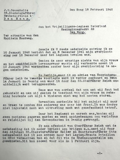 Original WWII Dutch Waffen-SS volunteer legion officers letter