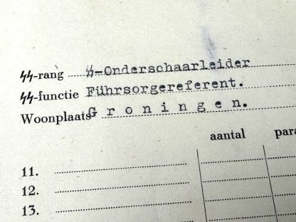 Original WWII Dutch SS statement document from a 'Onderschaarleider' from Groningen