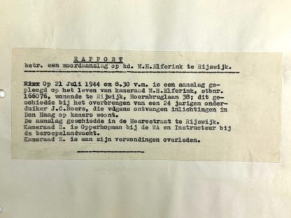 Original WWII Dutch NSB document regarding a resistance action in Hagestein (Utrecht)