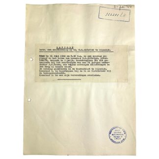 Original WWII Dutch NSB document regarding a resistance action in Rijswijk (Zuid-Holland)