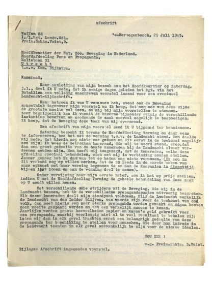 Original WWII Dutch Waffen-SS I./1 Regiment Landwacht Nederland letters from the Willem I kazerne in S'Hertogenbosch