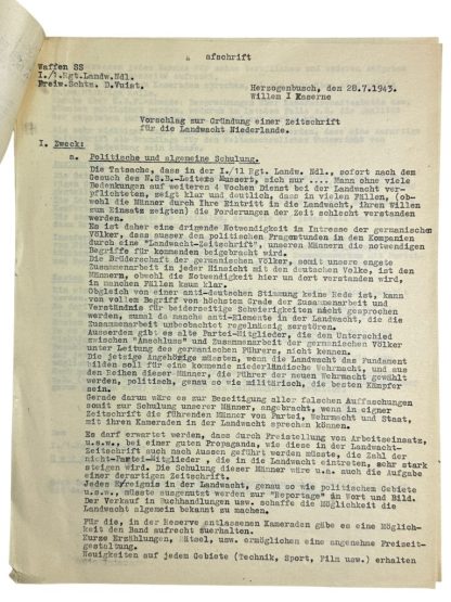 Original WWII Dutch Waffen-SS I./1 Regiment Landwacht Nederland letters from the Willem I kazerne in S'Hertogenbosch