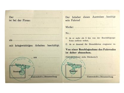 Original WWII German 'Wehrmacht-Ausweis für Niederländer' Den Haag