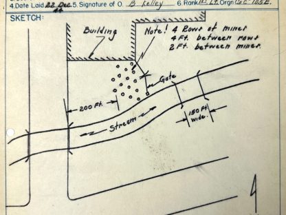Original WWII US Battle of the Bulge antitank minefield sketch/map area of Malmedy