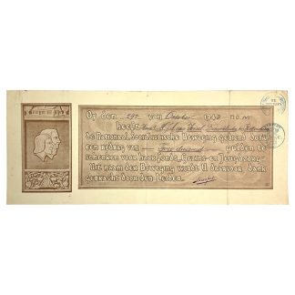 Original WWII Dutch NSB donation certificate with Anton Mussert signature