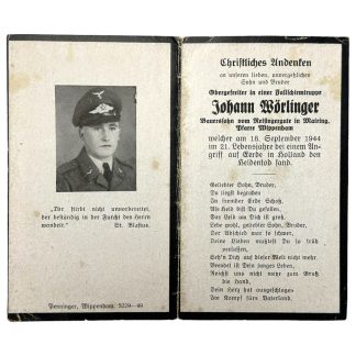 Original WWII German Fallschimjager death card 'Market Garden' Holland