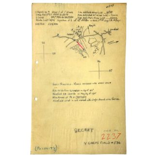 Original WWII US antitank minefield sketch/map area of Honsfeld (Ardennes Forest)