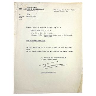Original WWII Nederlandsche SS letter with autograph of Henk Feldmeijer