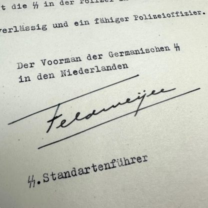 Original WWII Nederlandsche SS letter with autograph of Henk Feldmeijer