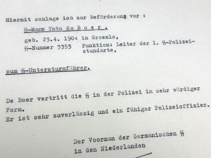 Original WWII Nederlandsche SS letter with autograph of Henk Feldmeijer