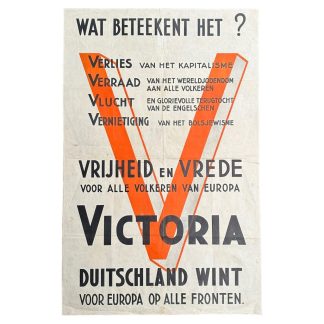 Original WWII Dutch collaboration poster 'Victoria, Duitschland wint voor Europa op alle fronten'