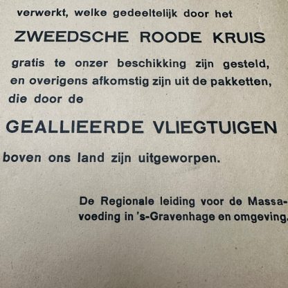 Original WWII Dutch food drops poster Den Haag
