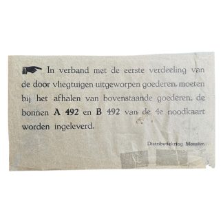 Original WWII Dutch food drops poster for the town of Monster