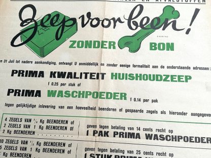 Original WWII Dutch poster 'Zeep voor Been!' for the city of Den Haag and Naaldwijk