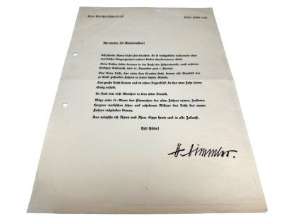 Original WWII German SS Julleuchter document from the Julfest 1943 in Berlin