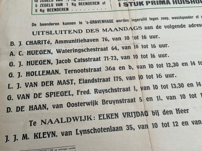 Original WWII Dutch poster 'Zeep voor Been!' for the city of Den Haag and Naaldwijk