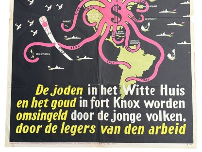 Original WWII Dutch collaboration poster 'De vangarmen van De Dollarpoliep worden afgesneden'