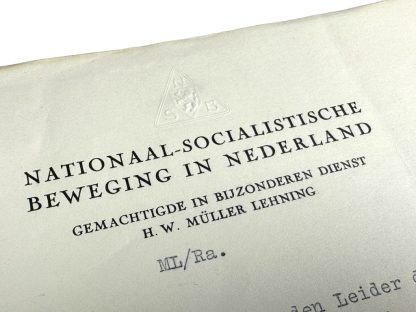 Original WWII Dutch NSB letter from Müller Lehning to Anton Mussert