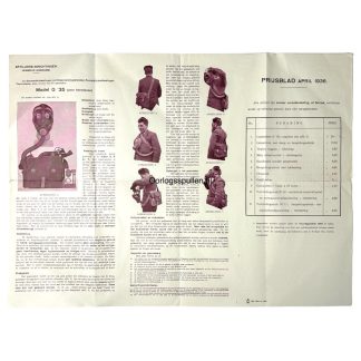 Original Pre 1940 Dutch army Hembrug G 35 gas mask price sheet