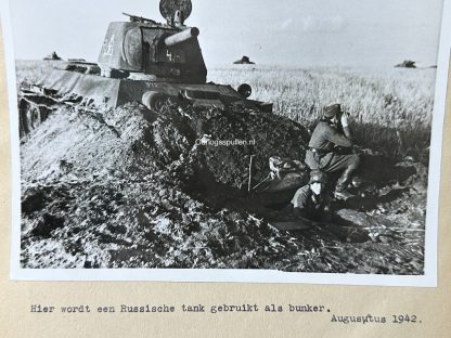 Original WWII German photo of a destroyed Russian tank is used as bunker
