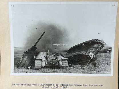 Original WWII German photo of destroyed Russian T34 after Stuka attack